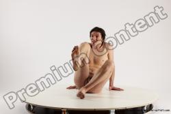 Nude Man White Sitting poses - simple Slim Short Brown Sitting poses - ALL Multi angles poses Realistic